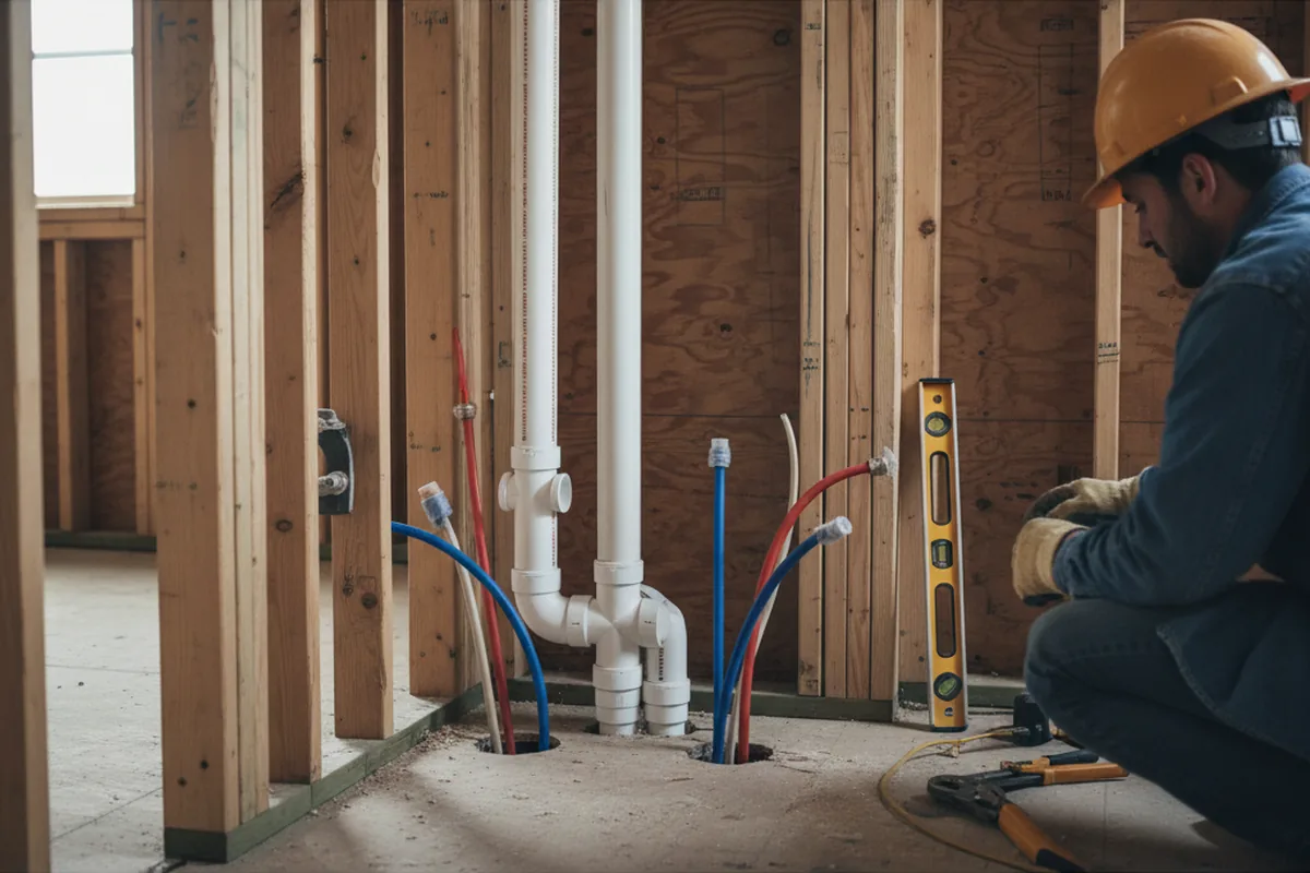 Drain and supply rough-in during Drain Cleaning in Ipava