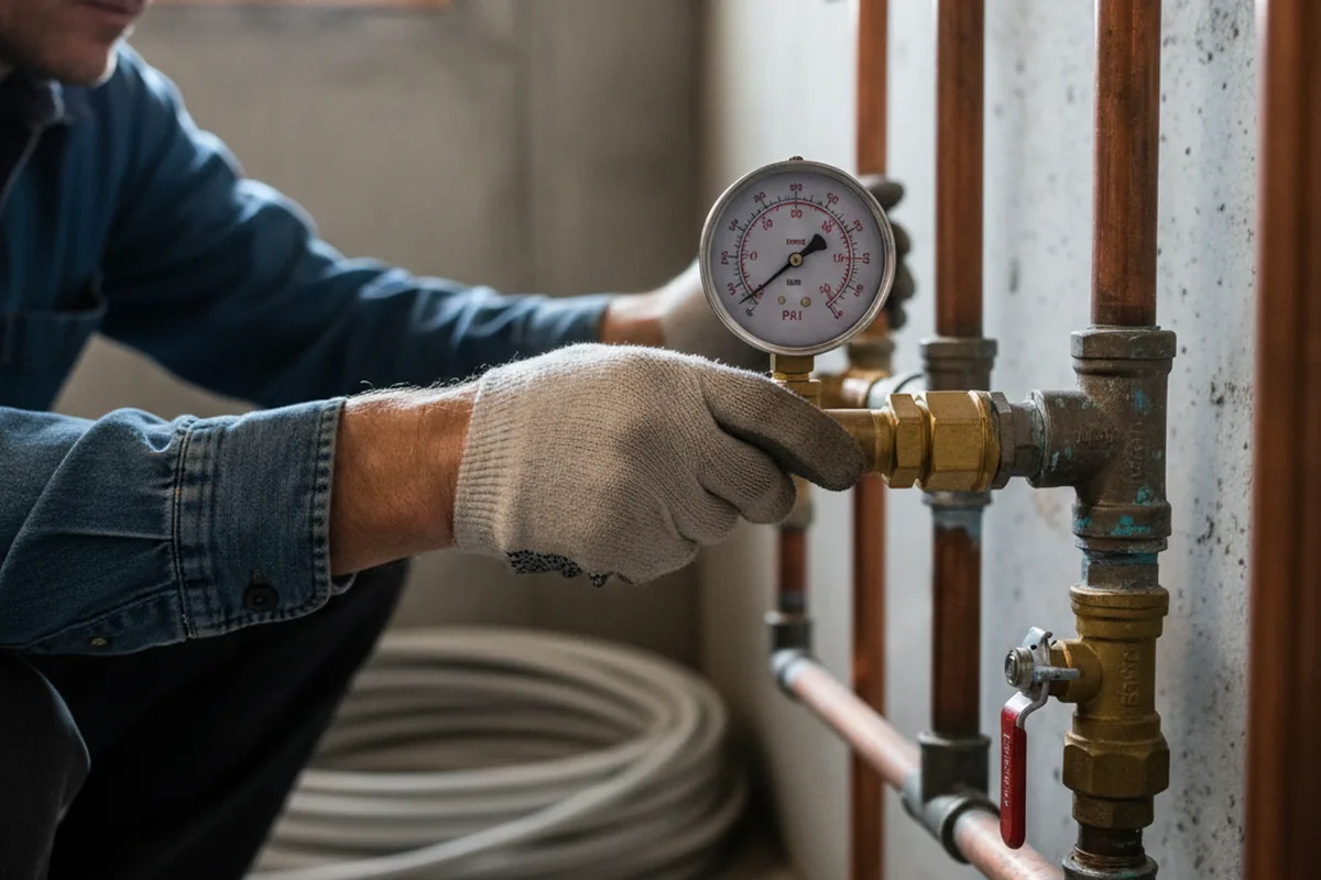 Pressure testing a repaired line during Water Line Repair in Ipava